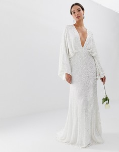 Платье с рукавами-кимоно и пайетками ASOS EDITION-Белый