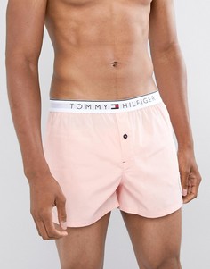 Розовые тканые боксеры из хлопка с логотипом на поясе Tommy Hilfiger-Розовый