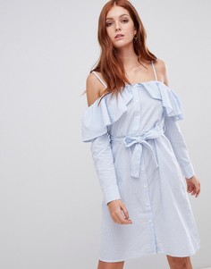 Платье-рубашка с открытыми плечами Vero Moda-Синий