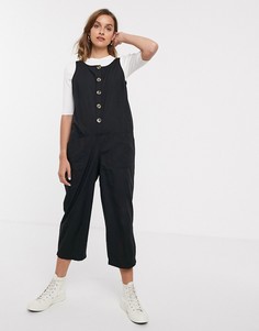 Комбинезон без рукавов на пуговицах ASOS DESIGN-Черный