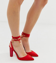 Туфли для широкой стопы на высоком каблуке с заостренным носком и завязкой ASOS DESIGN Pucker Up-Красный