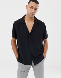 Свободная рубашка с отложным воротником и глубоким вырезом ASOS DESIGN-Черный