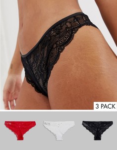 Комплект из 3 бразильских трусов ASOS DESIGN-Мульти