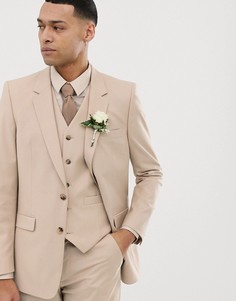 Бежевый узкий пиджак ASOS DESIGN wedding