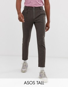 Брюки-сигаретки с принтом в зеленую и розовую ломаную клетку ASOS DESIGN Tall-Зеленый