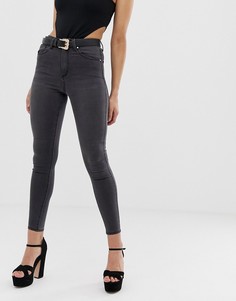 Темно-серые выбеленные джинсы с завышенной талией ASOS DESIGN Premium Sculpt Me-Серый