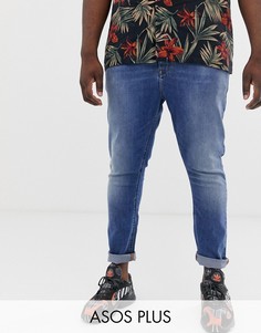 Синие джинсы стретч с напылением ASOS DESIGN Plus-Синий