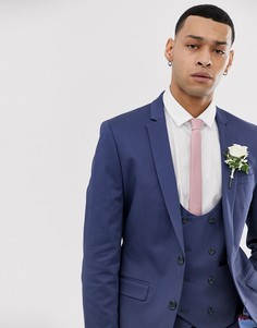 Синий супероблегающий пиджак из эластичного хлопка ASOS DESIGN wedding