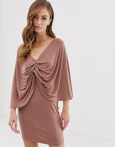 Платье мини с рукавами-кимоно и драпировкой ASOS DESIGN-Розовый