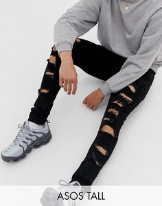 Черные джинсы с напылением и рваной отделкой ASOS DESIGN Tall-Черный