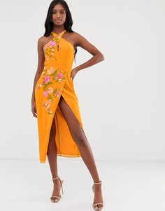 Платье-футляр миди с вышивкой и кольцом ASOS DESIGN Tall-Мульти