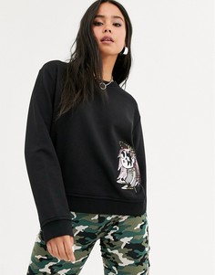 Свитшот с принтом Love Moschino punk girl-Черный