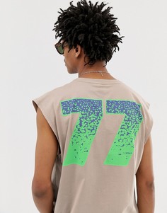 Oversize-майка с неоновым принтом ASOS DESIGN-Бежевый