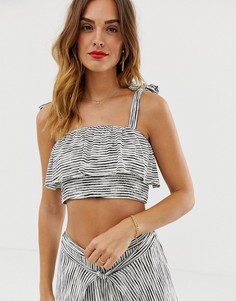 Пляжный кроп-топ в полоску River Island-Черный