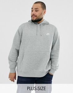 Худи серого цвета без застежек и с вышитым логотипом Nike Plus-Серый