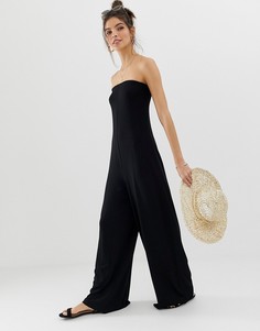 Комбинезон-бандо с широкими штанинами ASOS DESIGN-Черный