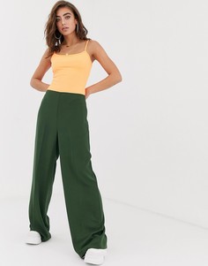 Брюки с широкими штанинами и завышенной талией ASOS DESIGN-Зеленый