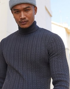Темно-серый обтягивающий джемпер с высоким воротом ASOS DESIGN