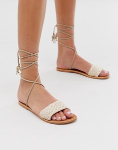 Белые сандалии из рафии с завязками Steve Madden Gemini-Белый