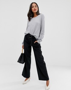 Черные широкие брюки с завышенной талией и поясом Vila-Черный