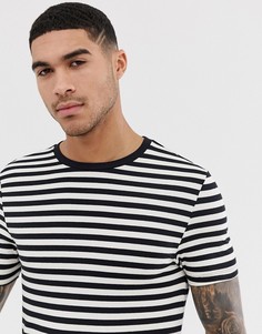 Черно-белая обтягивающая футболка из органического хлопка в полоску ASOS DESIGN-Мульти