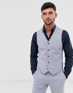 Голубой жилет скинни ASOS DESIGN wedding-Синий