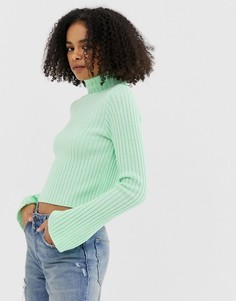 Джемпер с отворотом в рубчик ASOS DESIGN-Зеленый