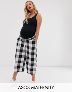 Брюки в клеточку с посадкой под животом ASOS DESIGN Maternity-Мульти