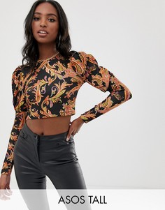 Лонгслив с пышными рукавами и принтом пейсли ASOS DESIGN Tall-Мульти