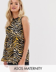 Свободный топ с анималистичным принтом ASOS DESIGN Maternity-Черный