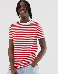 Футболка из органического хлопка в красную и белую полоску ASOS DESIGN-Мульти
