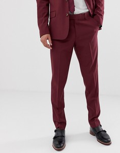 Бордовые облегающие брюки ASOS DESIGN-Красный