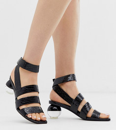 Эксклюзивные босоножки на среднем каблуке с отделкой под кожу крокодила Jeffrey Campbell Nebolon-Черный