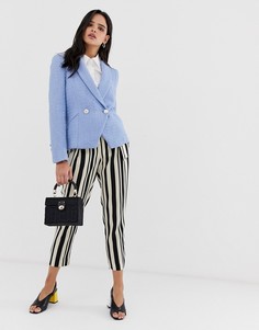 Суженные книзу брюки в черную полоску с декоративным кольцом River Island-Черный