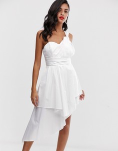 Платье мини для выпускного из хлопкового сатина ASOS DESIGN-Белый