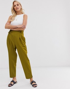Суженные книзу пышные строгие брюки с завышенной талией ASOS DESIGN-Зеленый