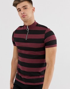 Футболка в полоску с высоким воротом ASOS DESIGN-Красный