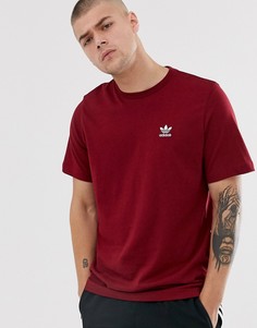 Бордовая футболка с вышитым логотипом adidas Originals essentials-Красный