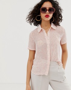 Полупрозрачная фактурная блузка в горошек Vero Moda-Красный
