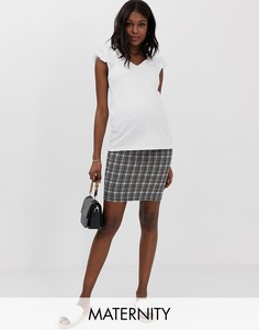 Трикотажная юбка для беременных в клетку Mamalicious-Мульти Mama.Licious