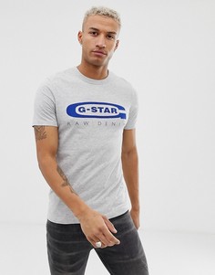 Серая футболка узкого кроя из органического хлопка с логотипом на груди G-Star - Graphic 4-Серый