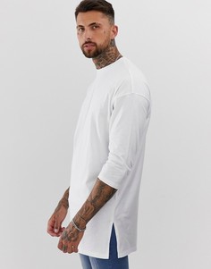 Удлиненная белая oversize-футболка с рукавами 3/4 ASOS DESIGN-Белый