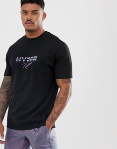 Свободная футболка из плотной ткани с принтом \hyper\" неоновой расцветки на груди ASOS DESIGN-Черный