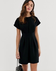 Платье мини с присборенными складками от талии ASOS DESIGN-Черный
