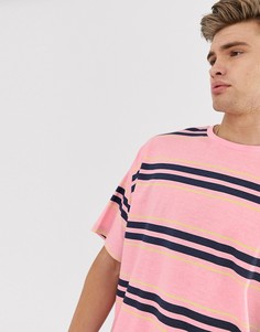 Oversize-футболка из органического хлопка в сине-розовую полоску ASOS DESIGN-Розовый