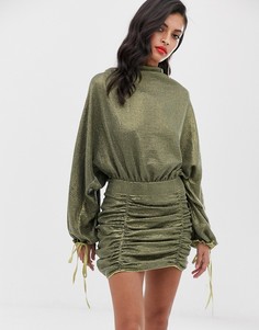 Свободное платье мини со сплошной отделкой пайетками ASOS DESIGN-Зеленый