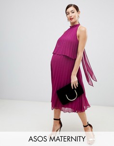 Платье миди с лямкой через шею ASOS DESIGN Maternity-Красный
