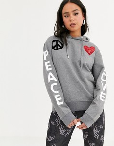 Худи Love Moschino peace and love-Серый