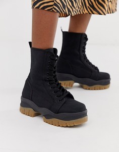 Черные парусиновые ботинки на шнуровке ASOS DESIGN Amber-Черный