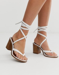 Белые кожаные сандалии с завязкой ASOS DESIGN - Tropical-Белый